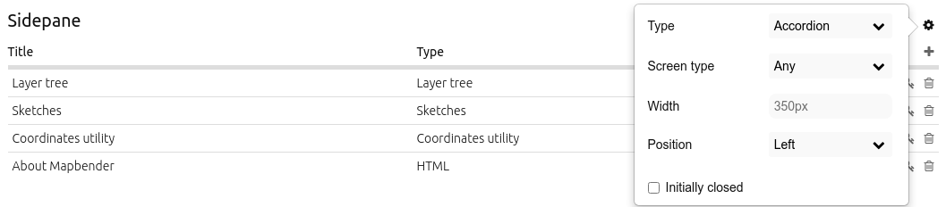 Mapbender Sidepane Options